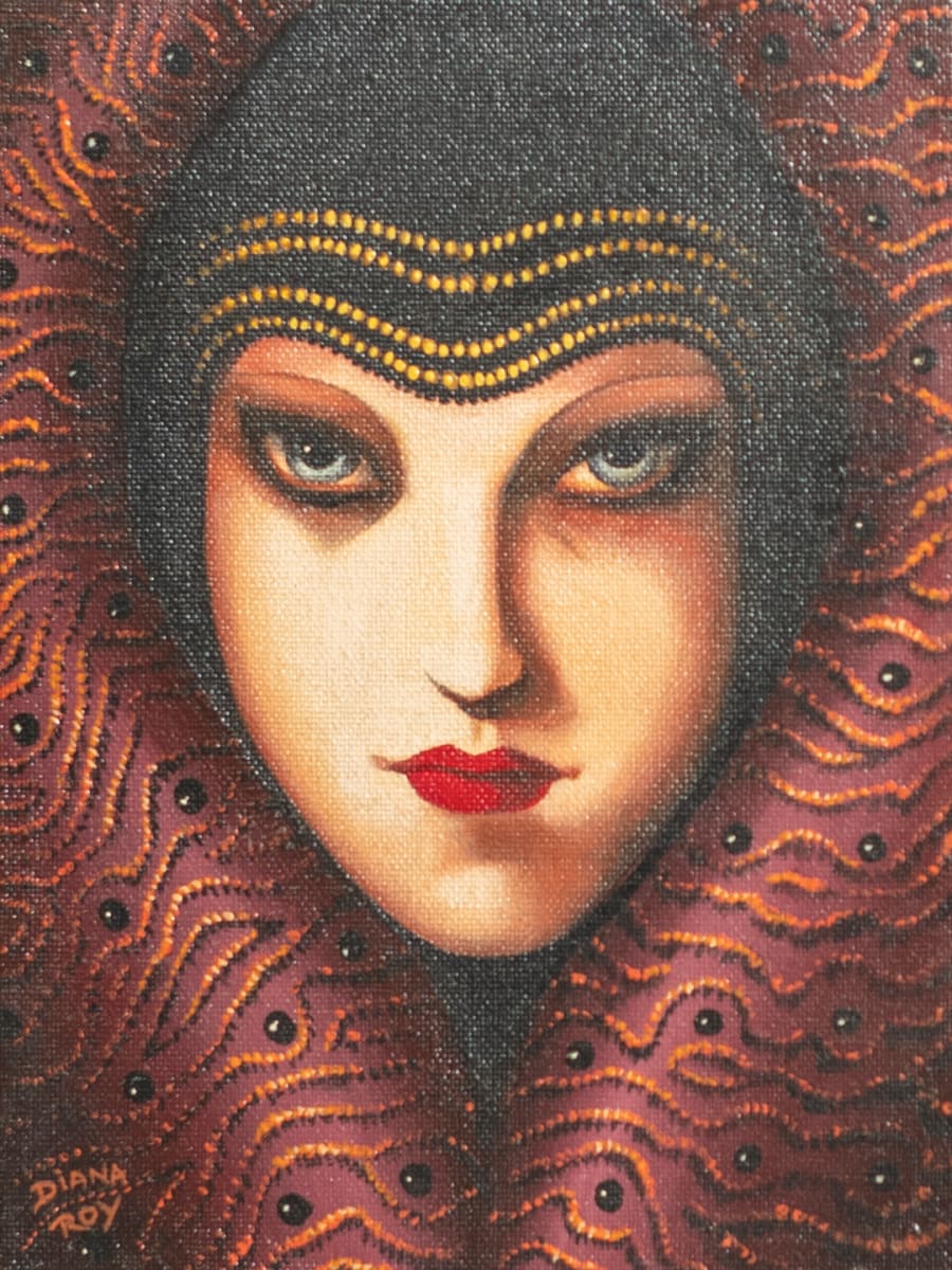 Untitled (Red Lip Lady) by Diana Roy 1940-2019, Image 1.