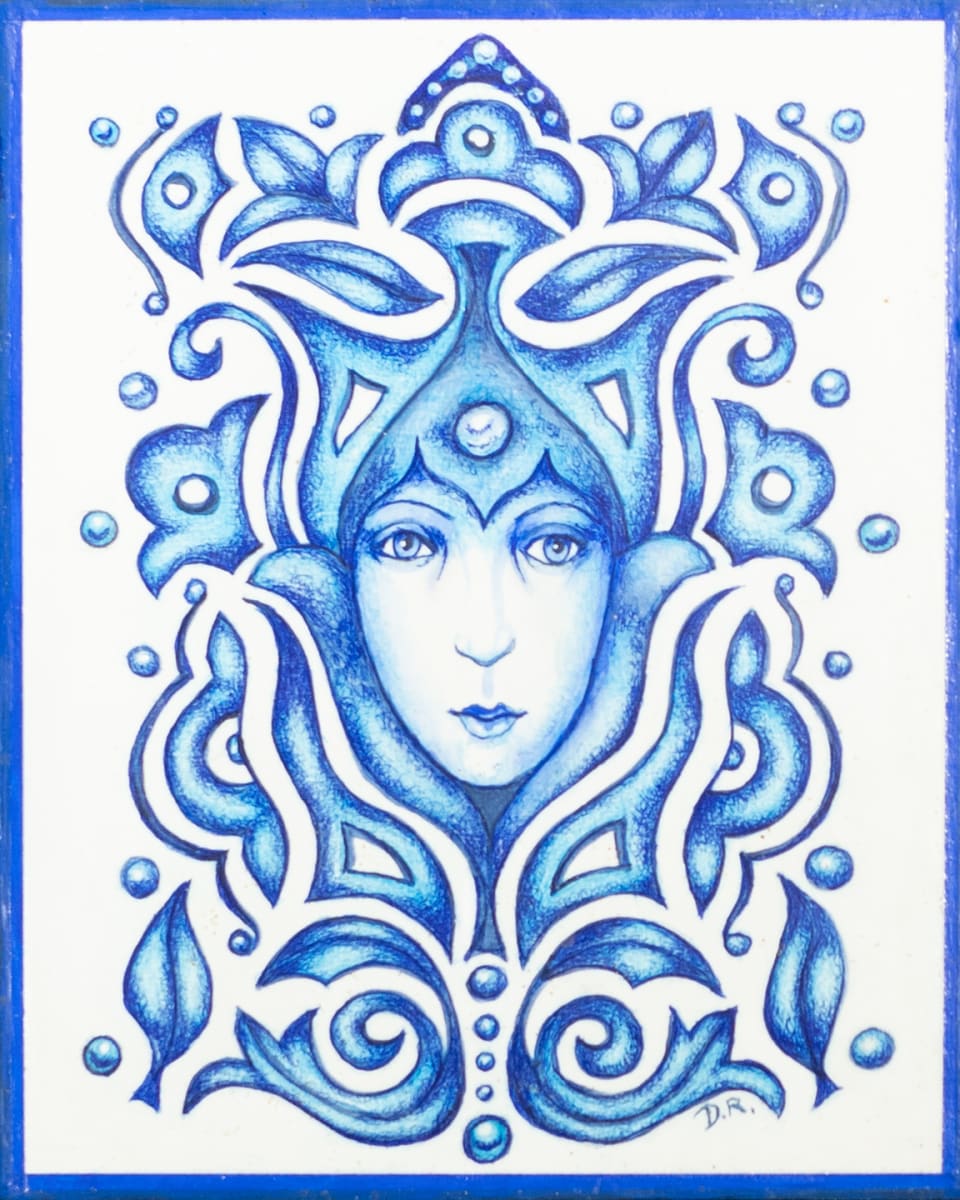 "Blue and White" by Diana Roy 1940-2019 