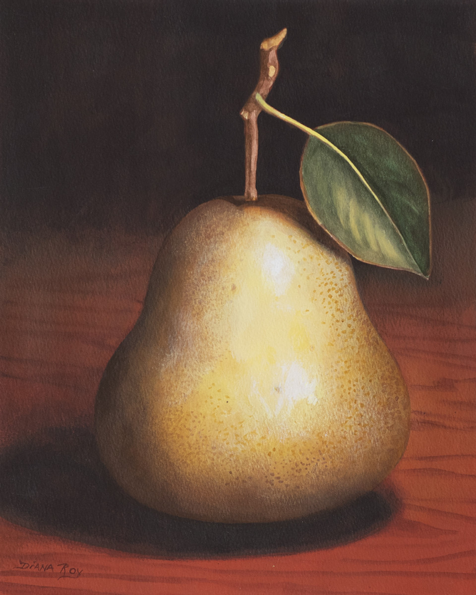 "Pear with Leaf" by Diana Roy 1940-2019 