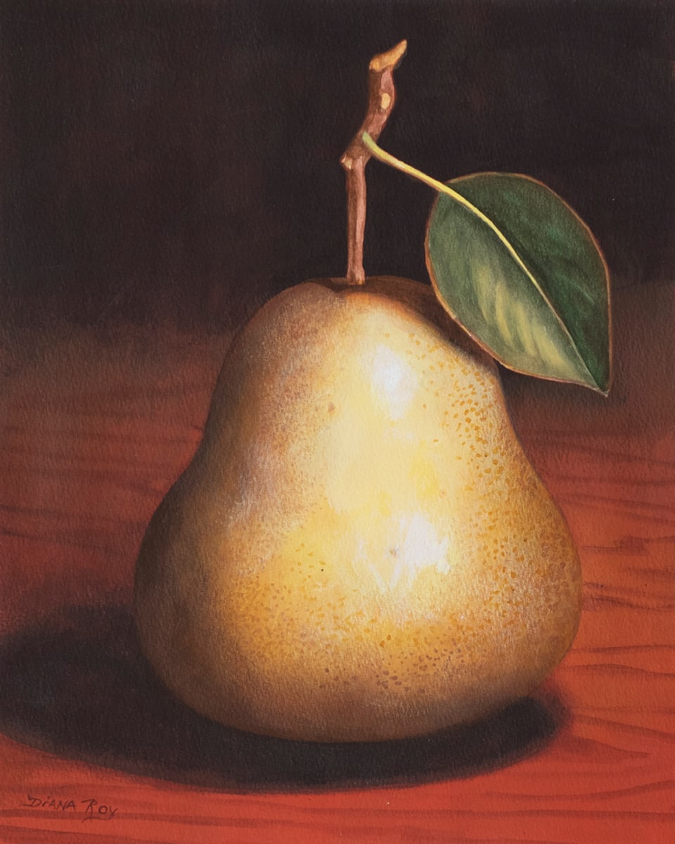 "Pear with Leaf" by Diana Roy 1940-2019, Image 2.