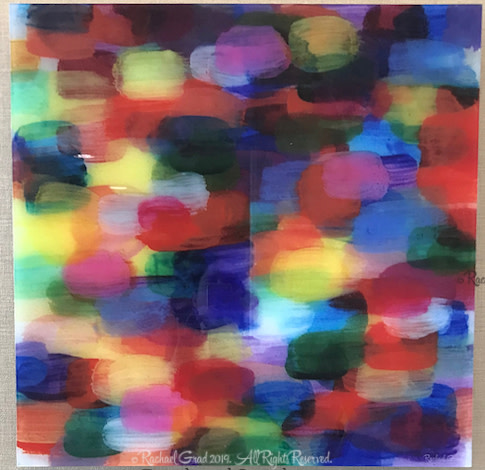Dot Series 8 Multicolor, 24" x 24", Acrylic Art Print by Rachael Grad 