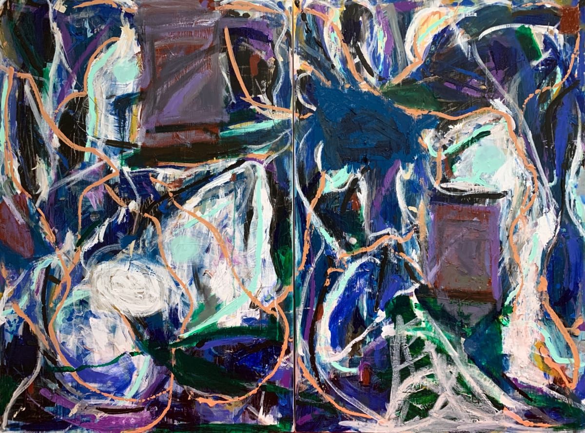 Experimental Blues (Dyptich), 2021, acrylic on canvas, 36 x 48 inches  Image: Experimental Blues (Dyptich), 2021, acrylic on canvas, 36 x 48 inches