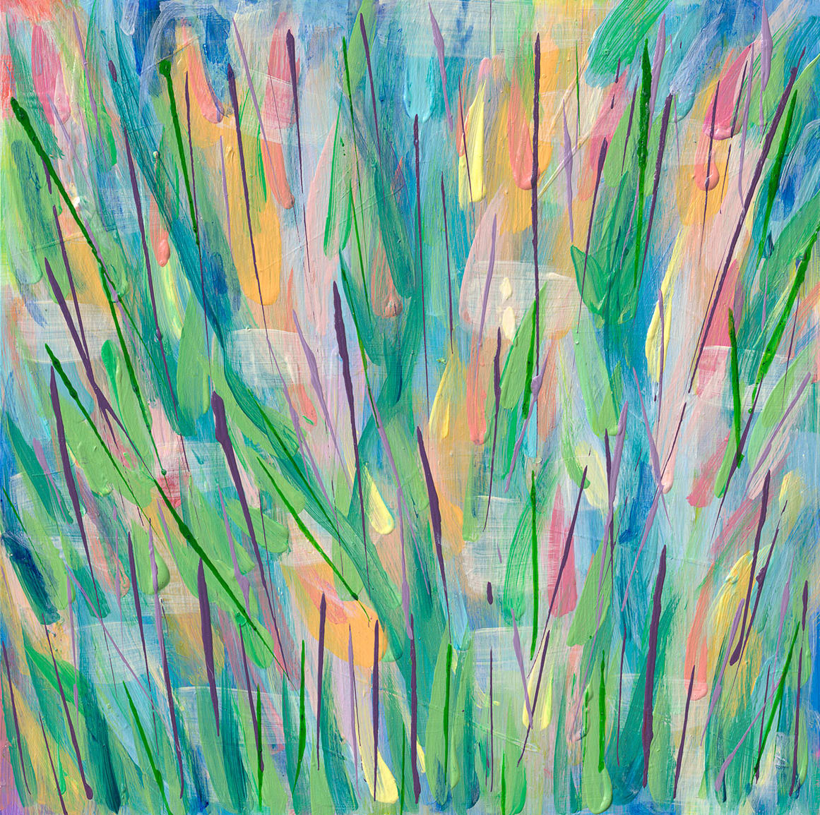 Green Grass Square 1, 2019, acrylic on canvas, 12 x 12 inches by Rachael Grad  Image: Green Grass Square 1, 2019, acrylic on canvas, 12 x 12 inches