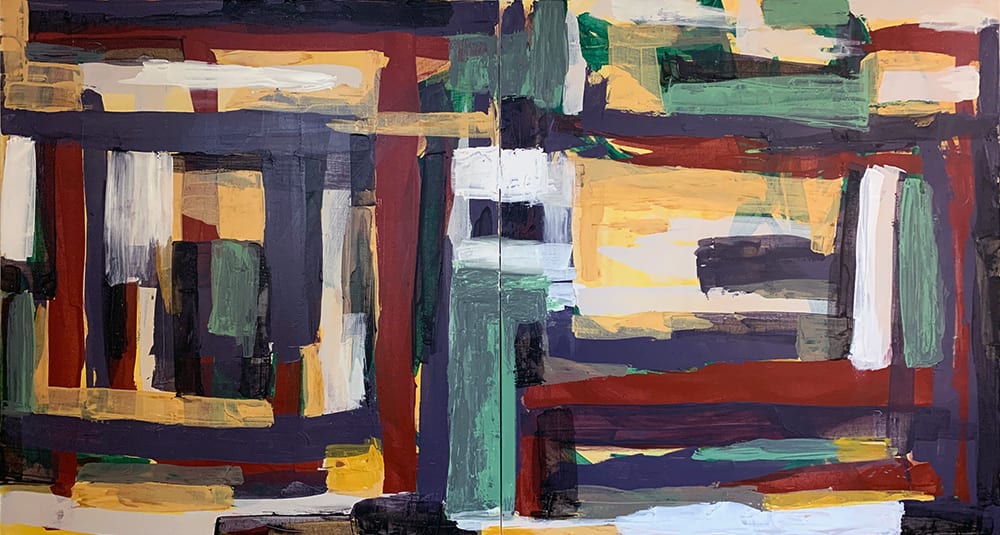 Living Room Abstract Art Commission, 2020, acrylic on canvas, 48 x 96 inches  Image: Living Room Abstract Art Commission, 2020, acrylic on canvas, 48 x 96 inches 