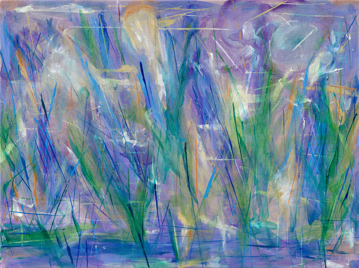 Maia's Blue Purple Grass, 2019, acrylic on canvas, 18 x 24 inches by Rachael Grad  Image: Maia's Blue Purple Grass, 2019, acrylic on canvas, 18 x 24 inches