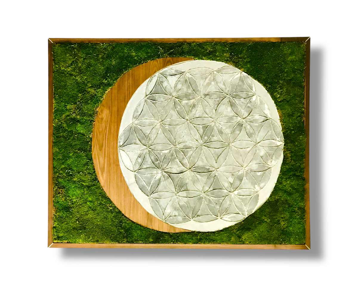 Flower of the Earth by Harmony Jones  Image: Green piece created with preserved moss.