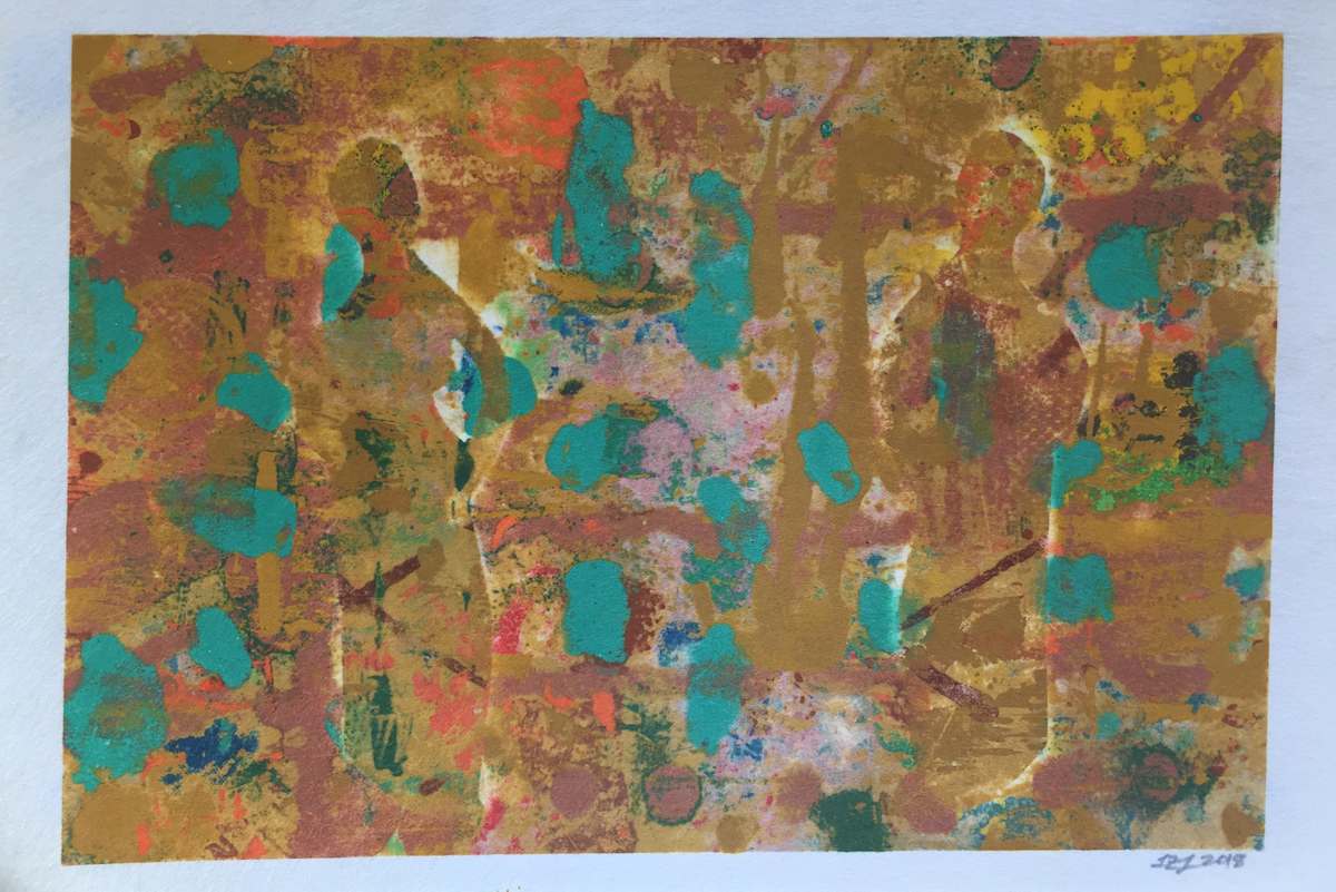 Turquoise Clouds & Figures by LZ Lerman, Image 1.