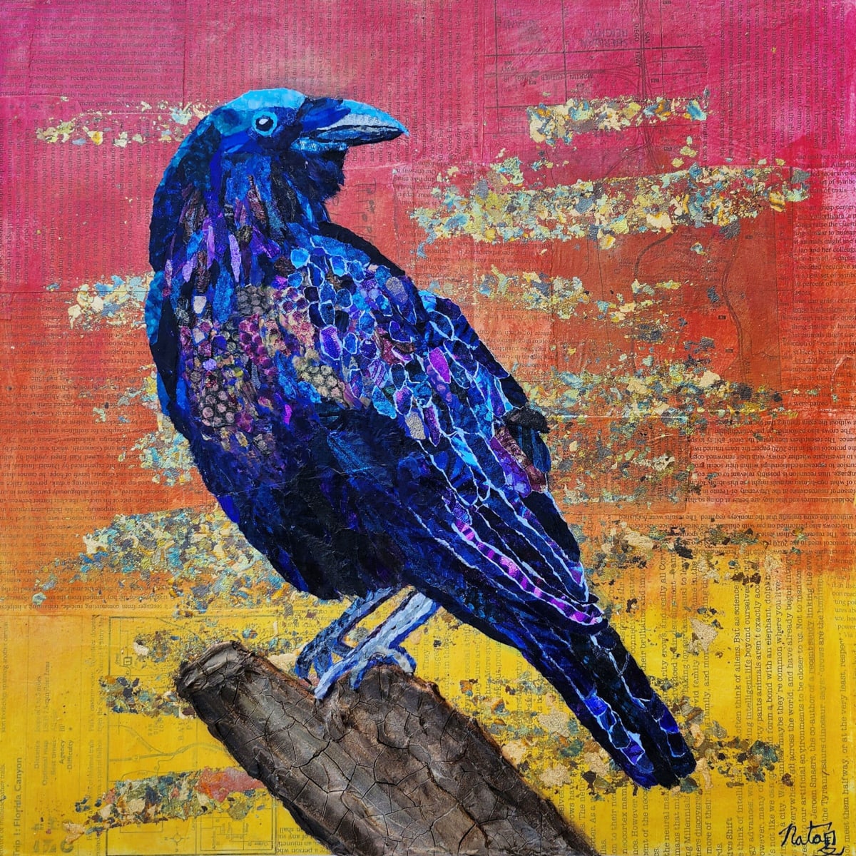 Ballad of the Sunset Crow by Poppyfish Studio: The Art of Natasha Monahan Papousek  Image: A crow glistens in the sunset