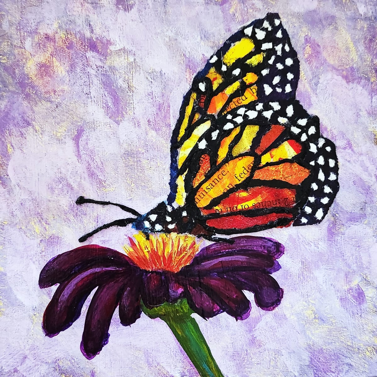 Royal Feast by Poppyfish Studio: The Art of Natasha Monahan Papousek  Image: A Monarch Butterfly feast on a purple and gold flower