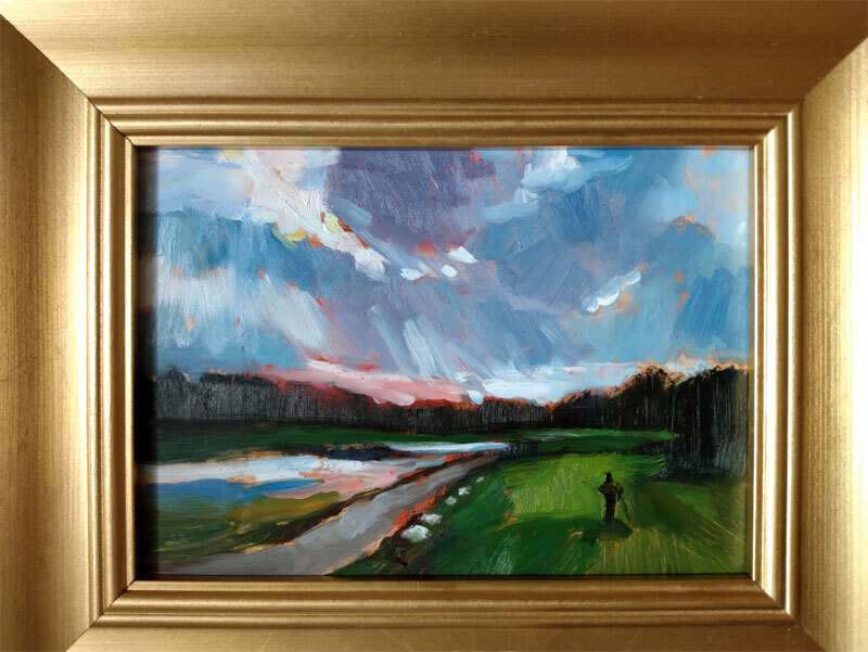 Mystic Rock Golfer at Sunset by CLAIRE HARDY 