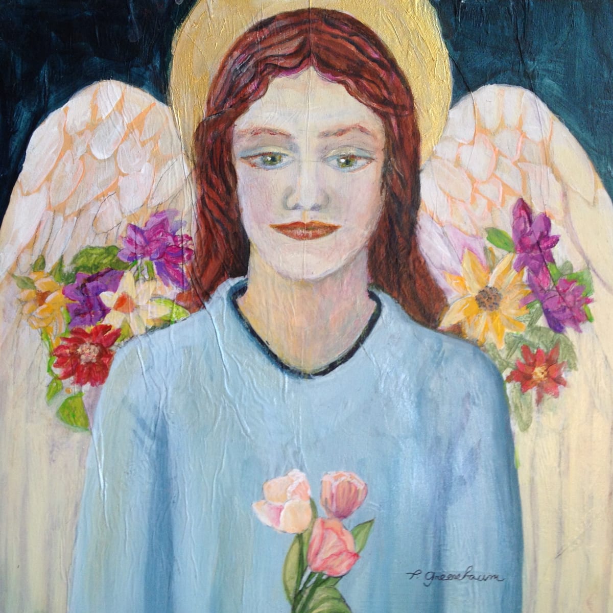 Celtic Angel in Blue Gown by Priscilla Greenbaum, Image 1.