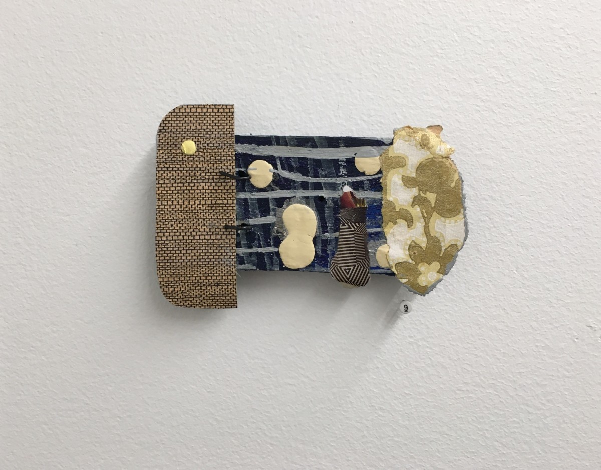 Small Assemblage with paint and wallpaper by MaryAnn Puls 