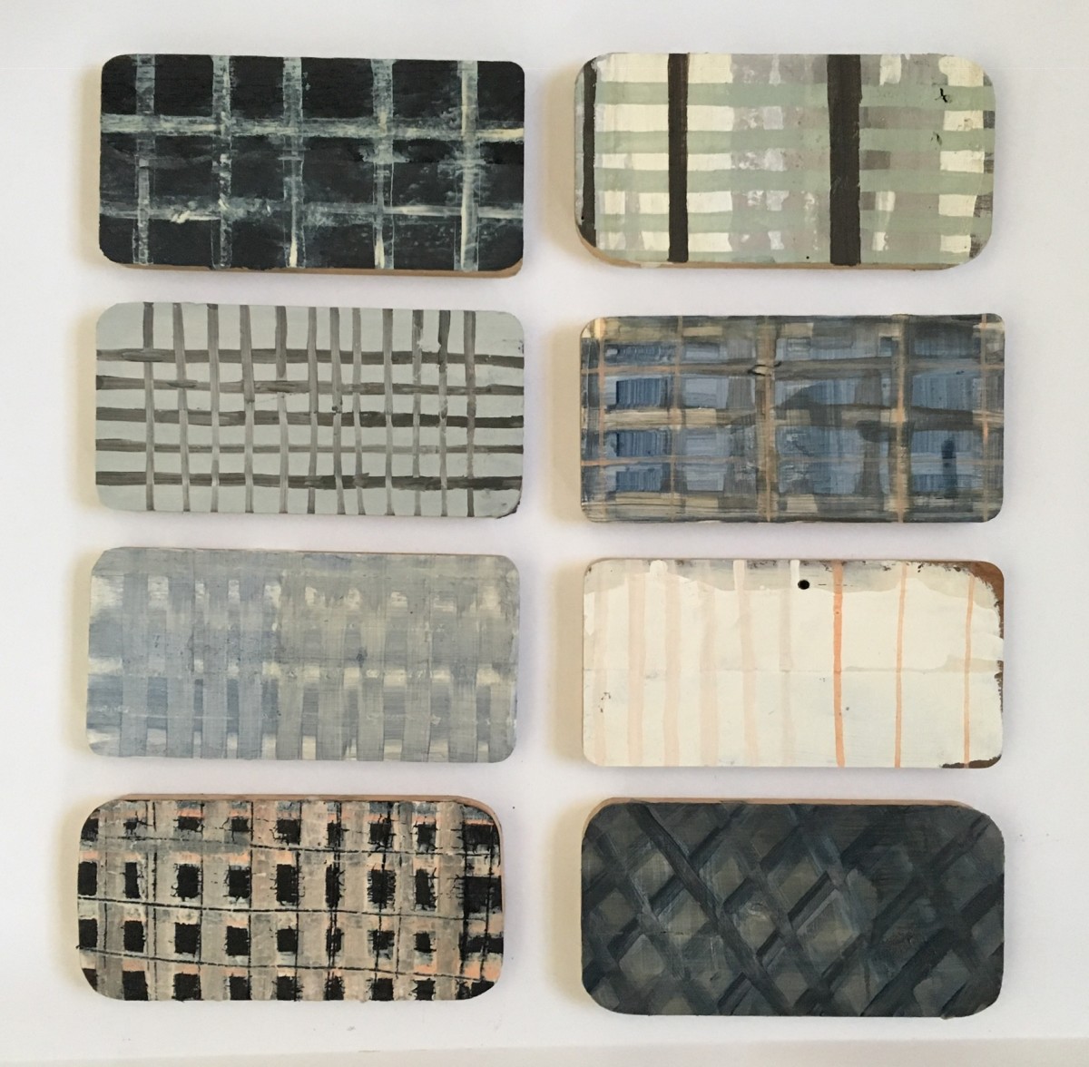 8 painted boards - grid / plaid by MaryAnn Puls 