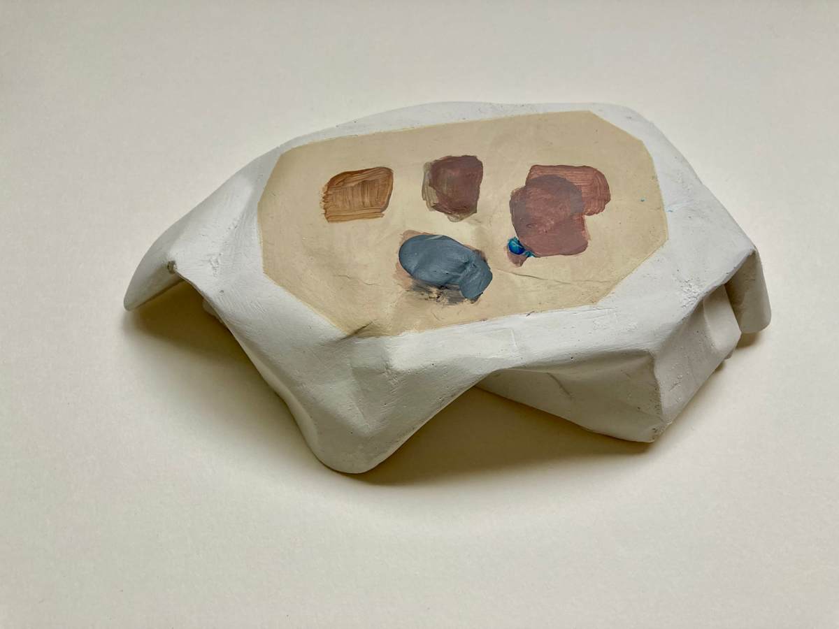 Table Sculpture with Painting by MaryAnn Puls 