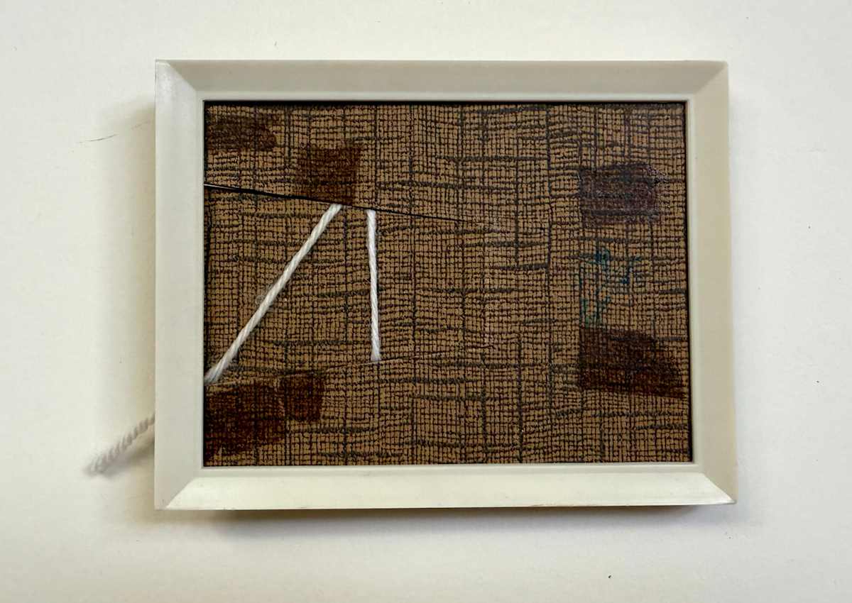Plastic Frame  with Line of Yarn by MaryAnn Puls 