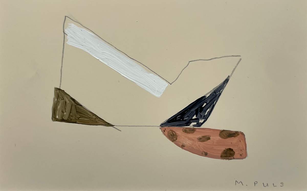 Outlined Form with White Strip by MaryAnn Puls 