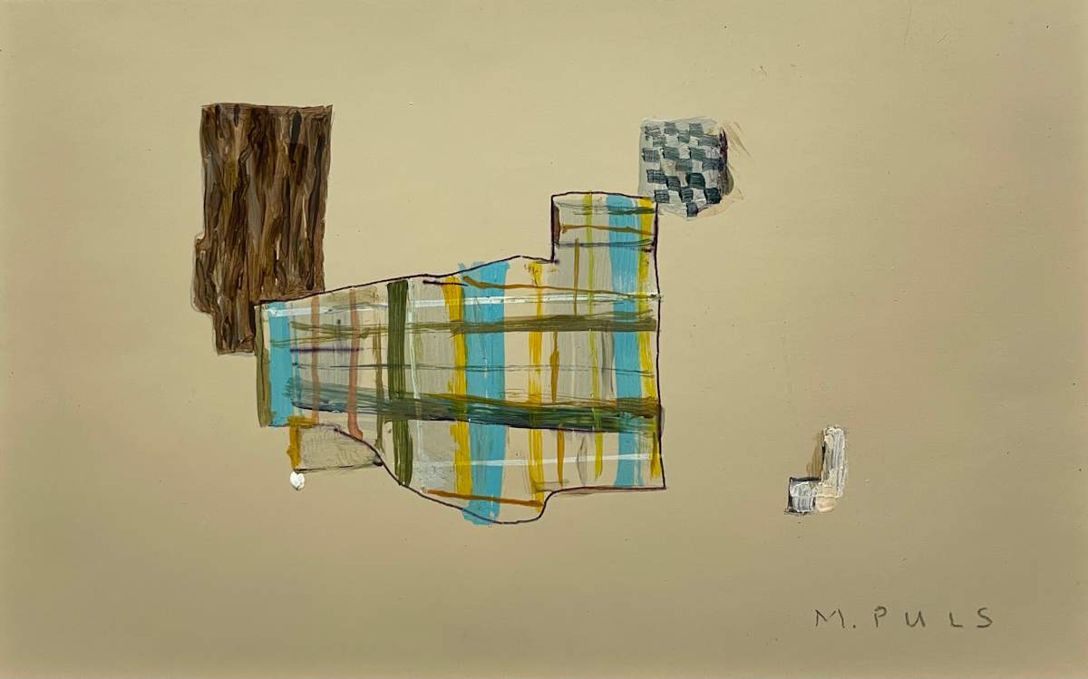 Wood Grain, Plaid and Checkered Square by MaryAnn Puls 