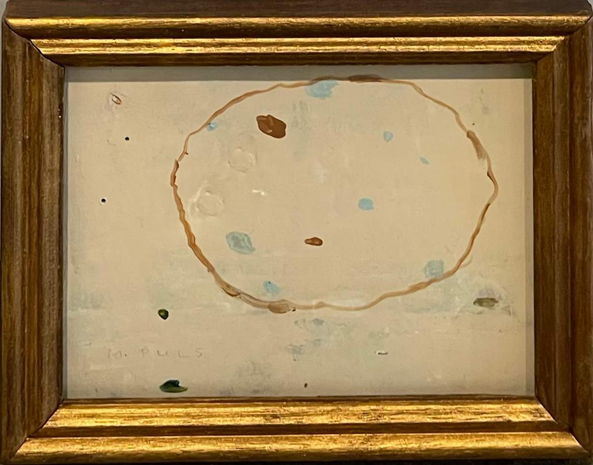 Round Shapes in Small Gold Frame by MaryAnn Puls 