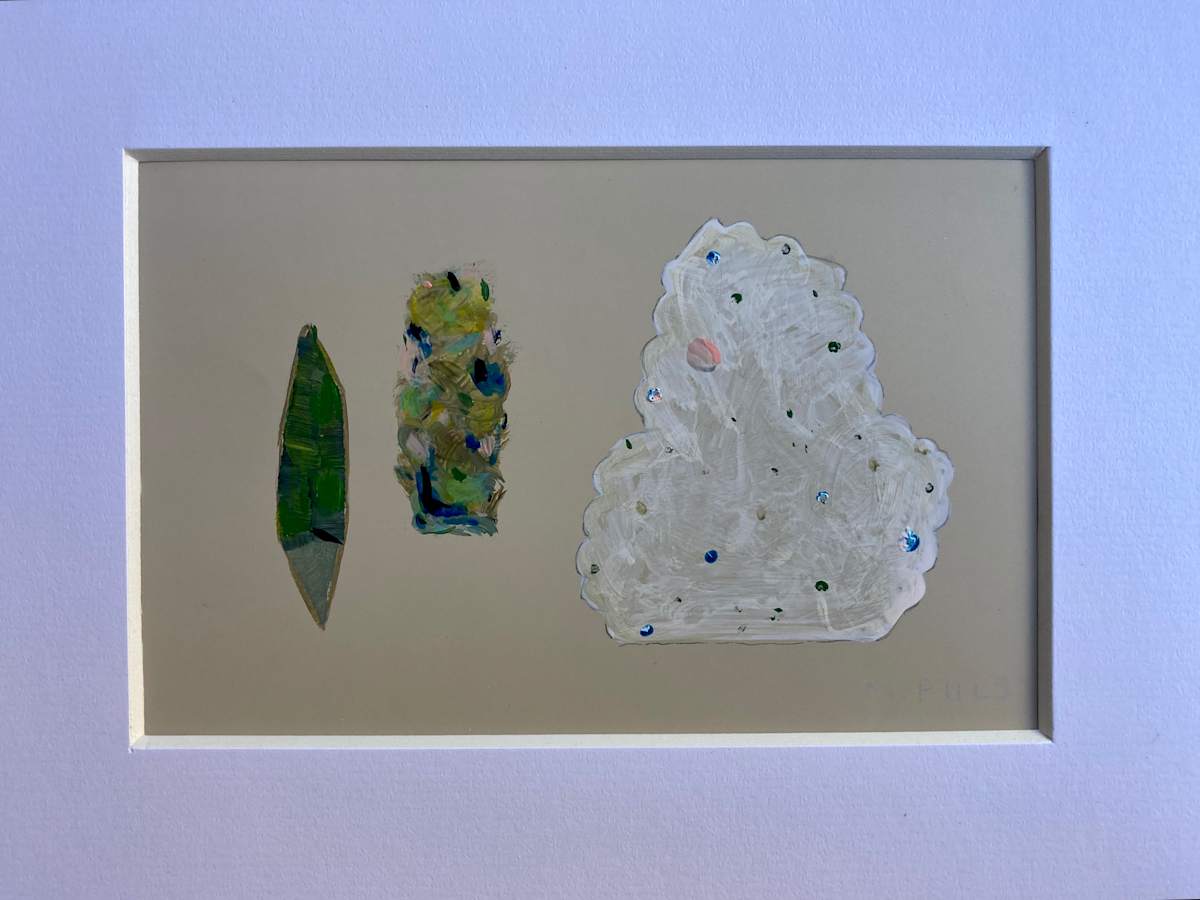 Small painting with Large White Shape by MaryAnn Puls 