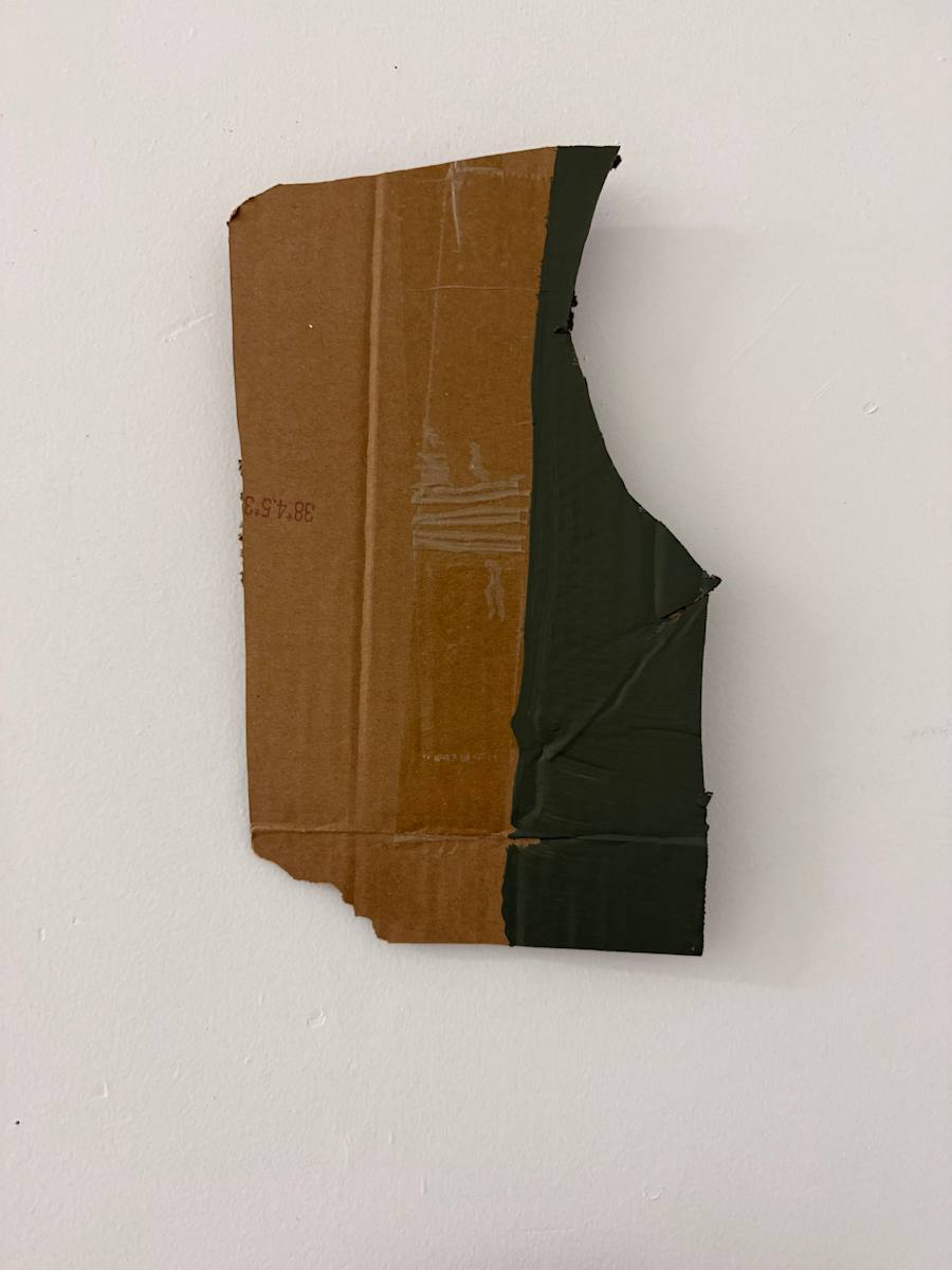 Cardboard Shape with Green Stripe by MaryAnn Puls, Image 1.