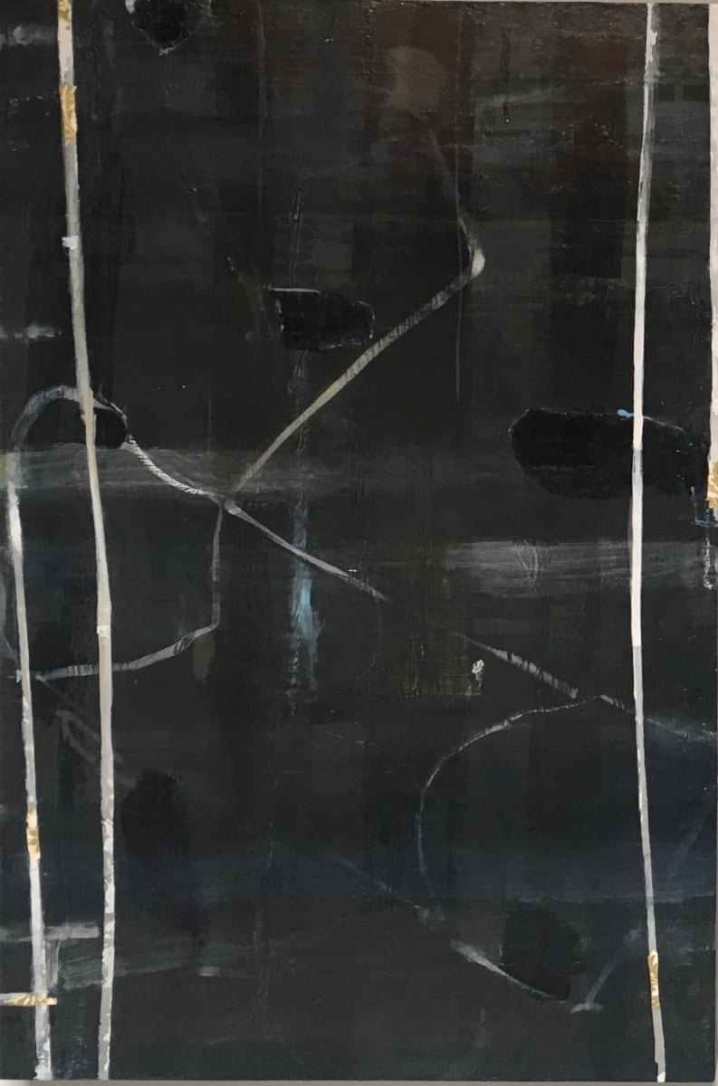Vertical painting with white lines by MaryAnn Puls, Image 1.