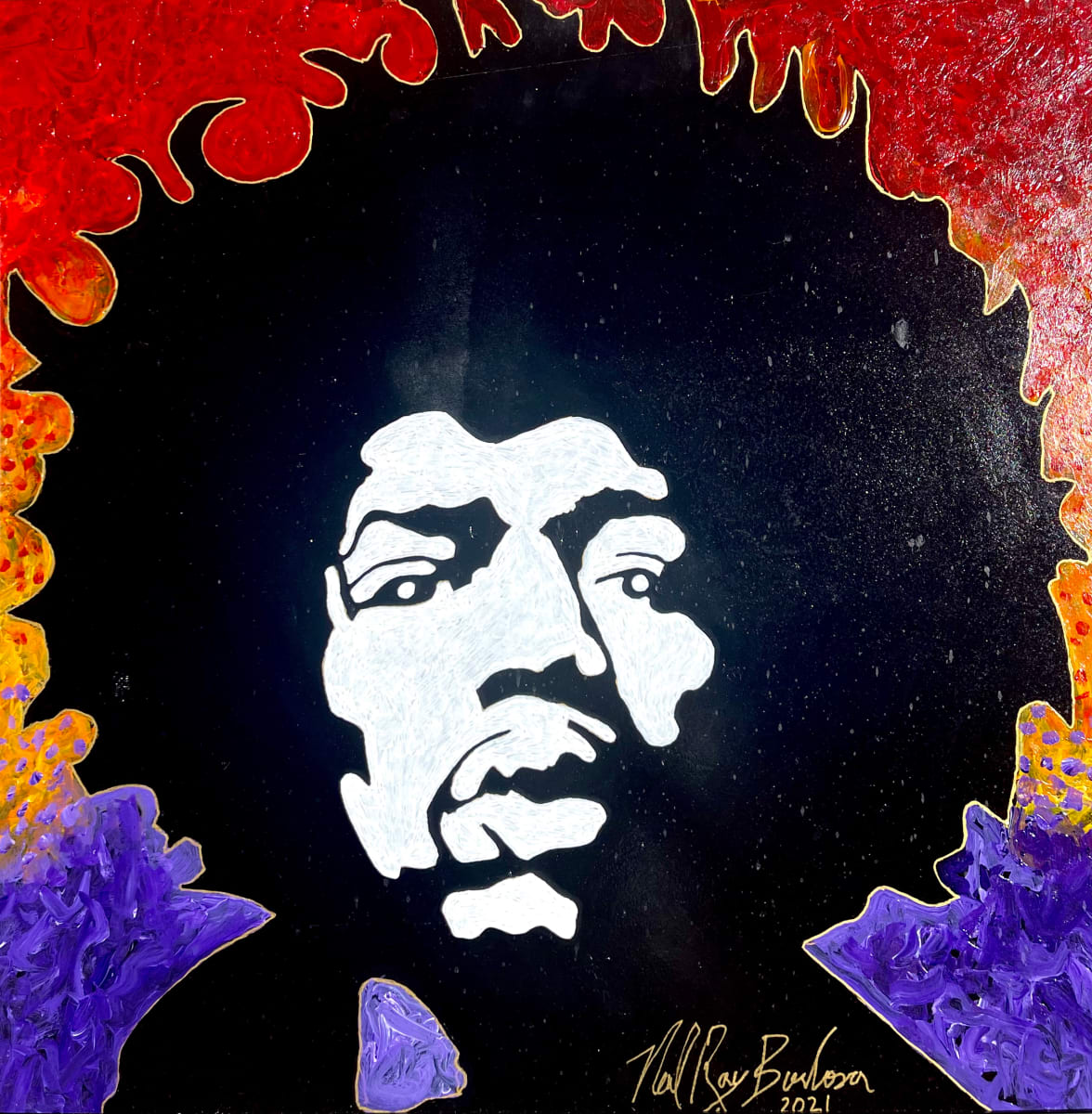 Tribute to Jimi Hendrix by Neal Barbosa  Image: Acrylic On Panel 24x24