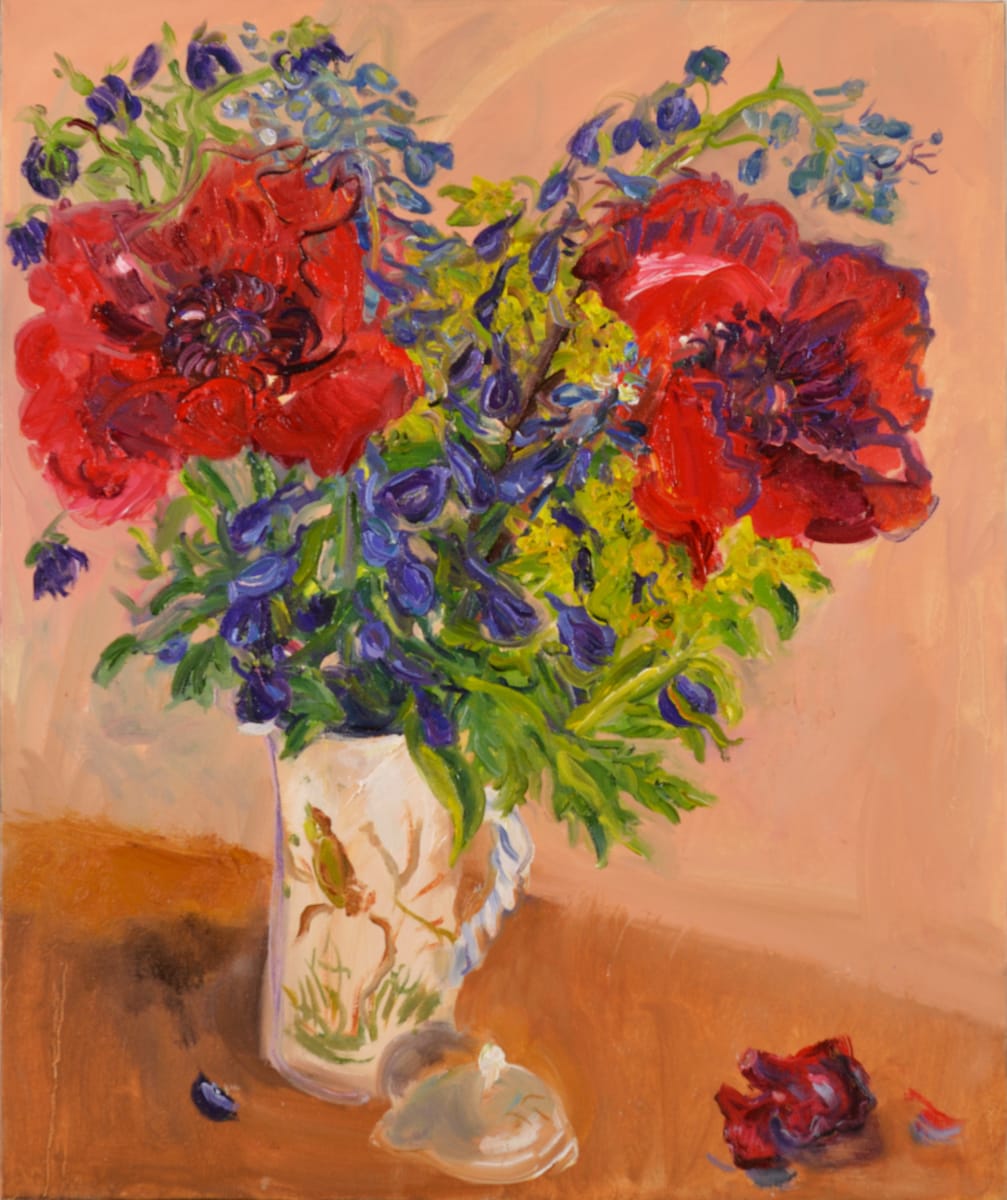 Poppies with White Vase 