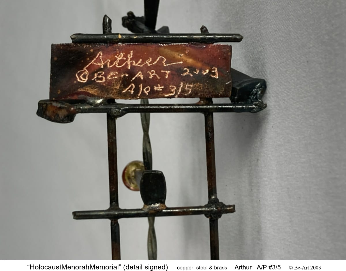 Holocaust Menorah Memorial (detail - sig) by Bradley Arthur 