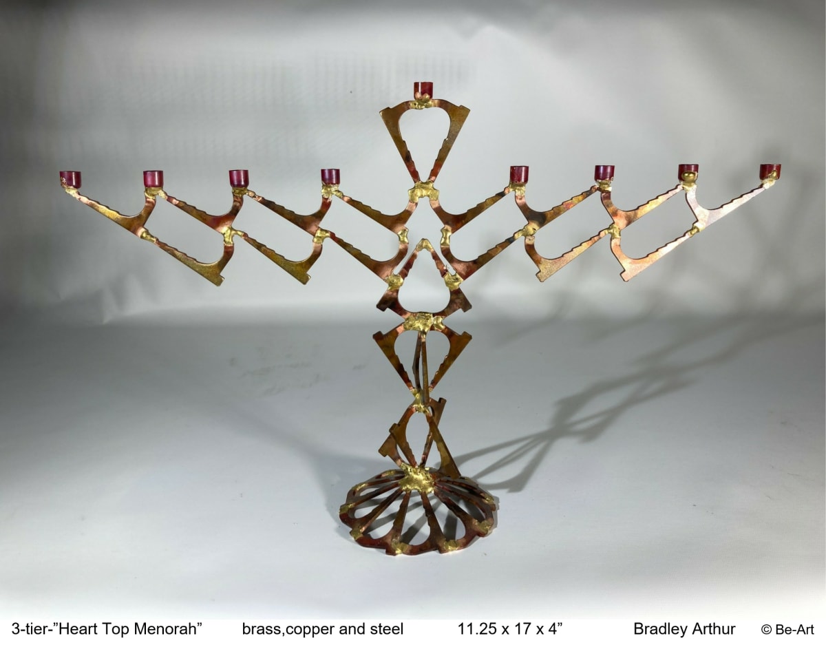 3 Tier Heart  topped Menorah by Bradley Arthur, Image 1.