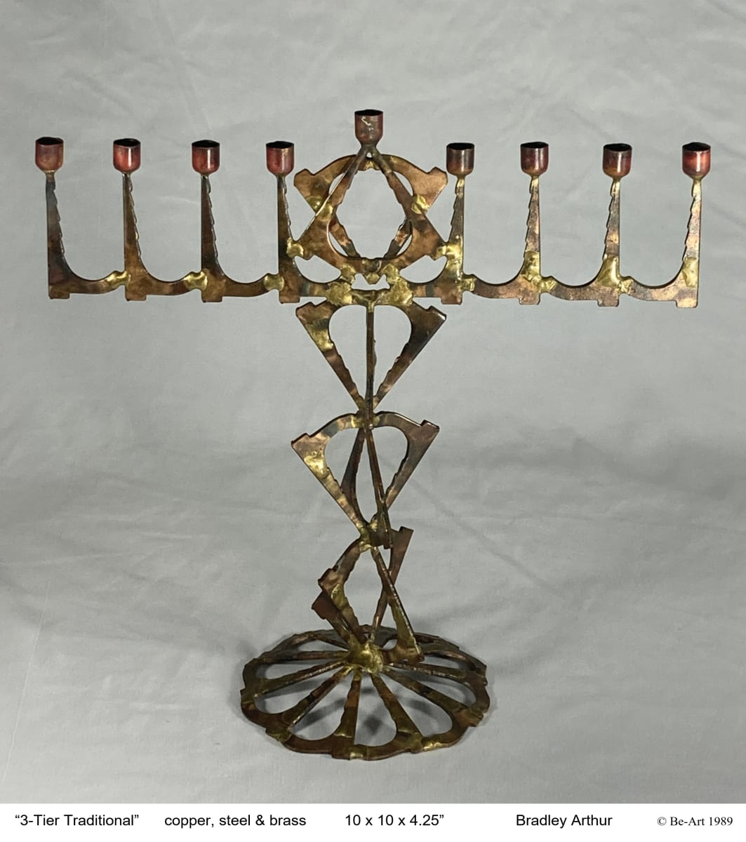 3-Tier Traditional Fine Art Menorah by Bradley Arthur, Image 4.