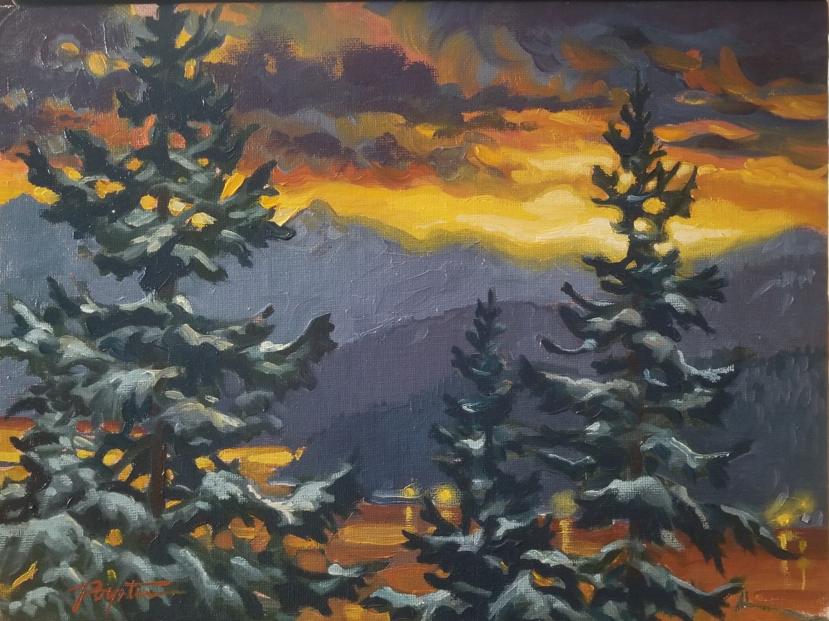 "Snow Day - dawn" view from the Studio by Jan Poynter 