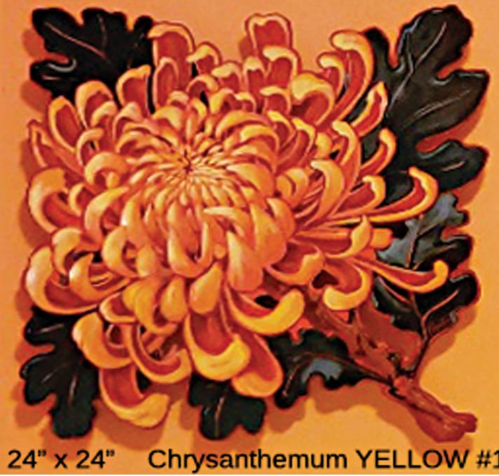 LIVE EDGE  Chrysanthemum YELLOW  #1 by Jan Poynter 