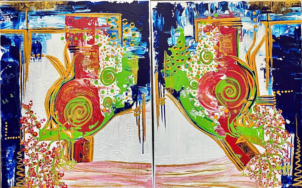 Beat As One ~ A Diptych by Ing Weaver  Image: Two 16x20 in. acrylics