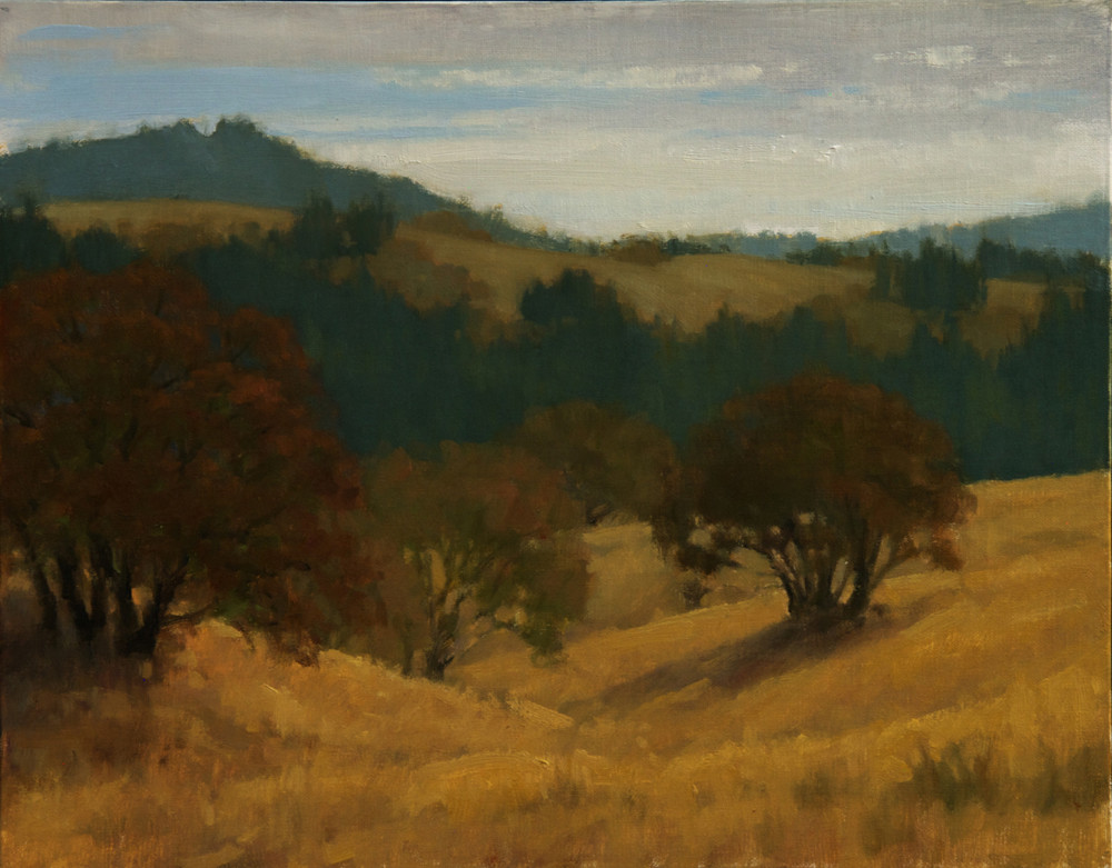 Autumn Black Oaks  (11 x 14, plein air) by Kathy O'Leary 