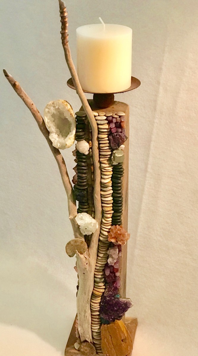 Candlestick, Neutral Geode Tall by Donna Hoyack 