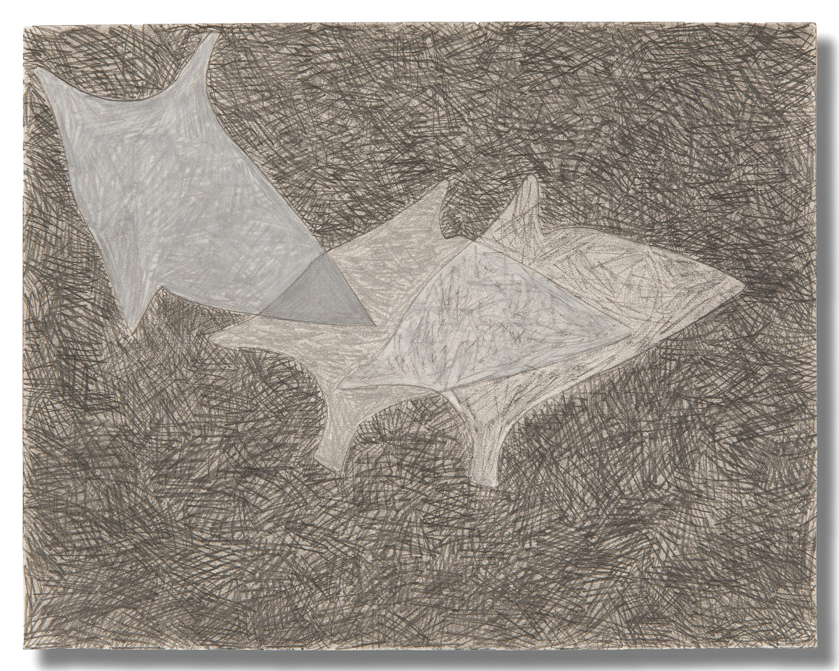 Black and White Rising with Three Shapes by Ginny Sykes 