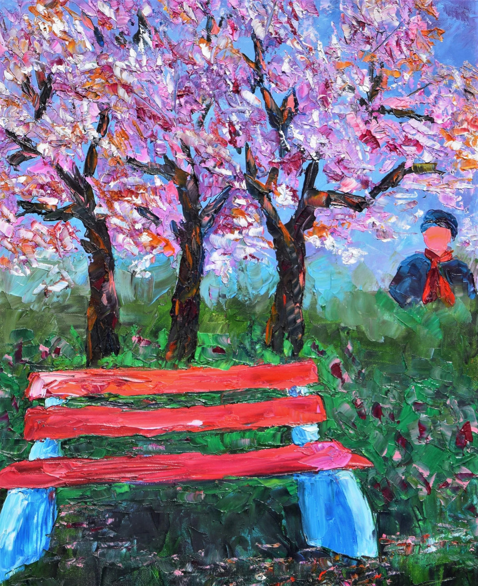 Park Bench in Poland by Gwen Meharg 