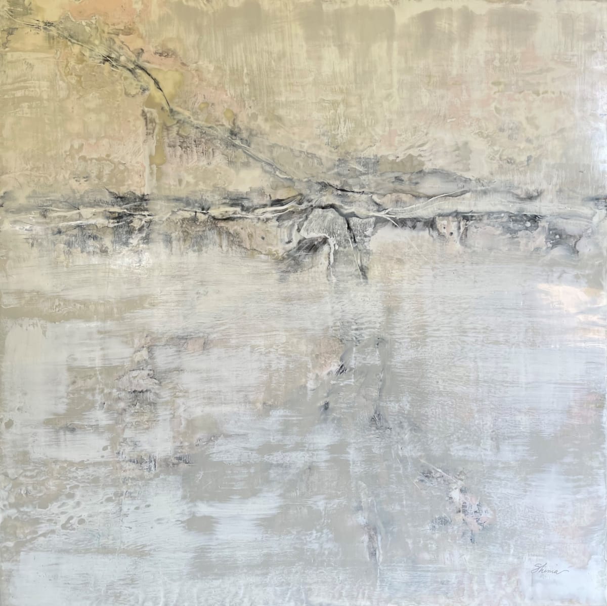 Lost in the Same by Shima Shanti  Image: When I look into this painting I see an ancient beauty that only comes with age. Or, is it a distant
 mountain veiled in atmospheric mist?