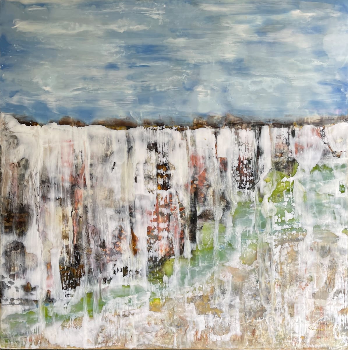 Mystic Falls by Shima Shanti  Image: Working with color holds special challenges for me; to allow the pigment to be what it is, loud and alive. 