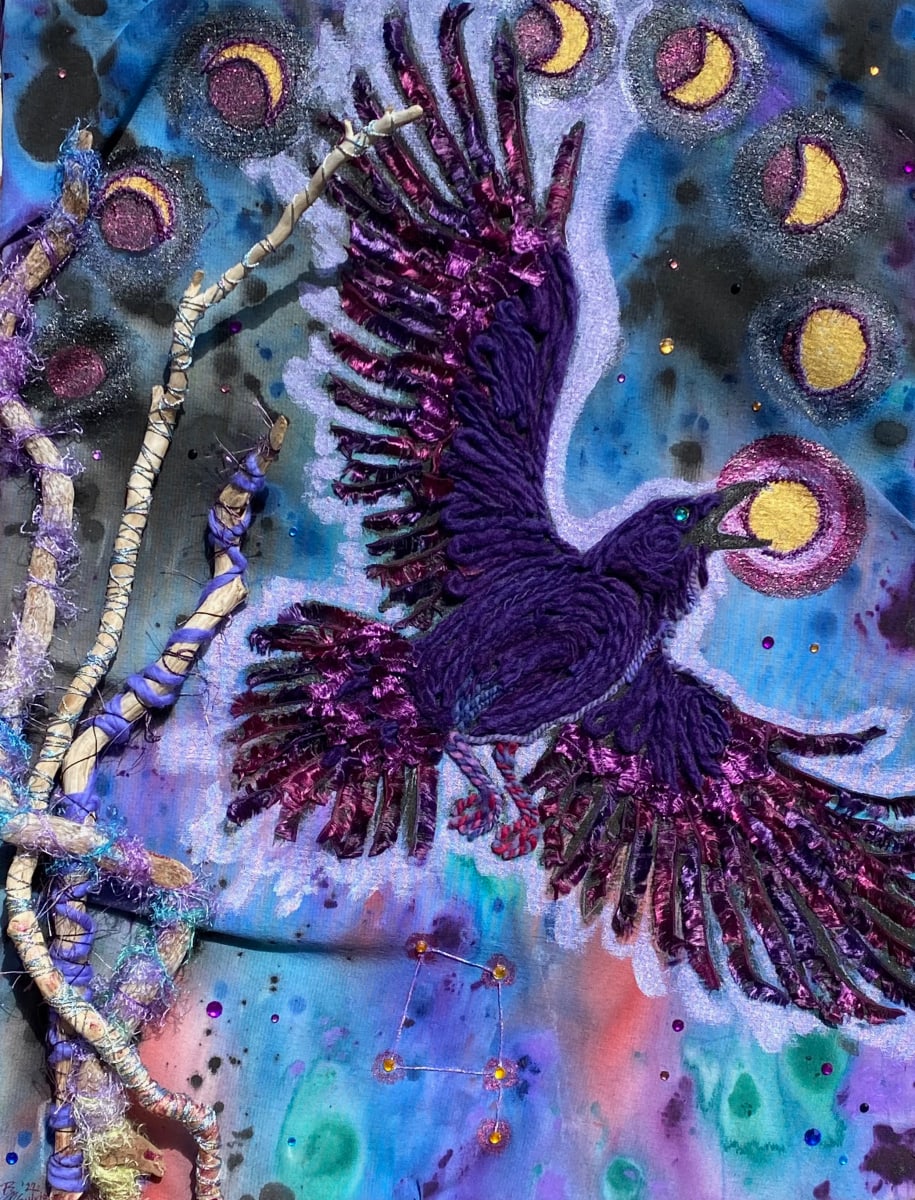 Lunar Larceny by Brenda M. Sylvia  Image: This is a mixed media piece I created for an art show called Dreamweavers. 