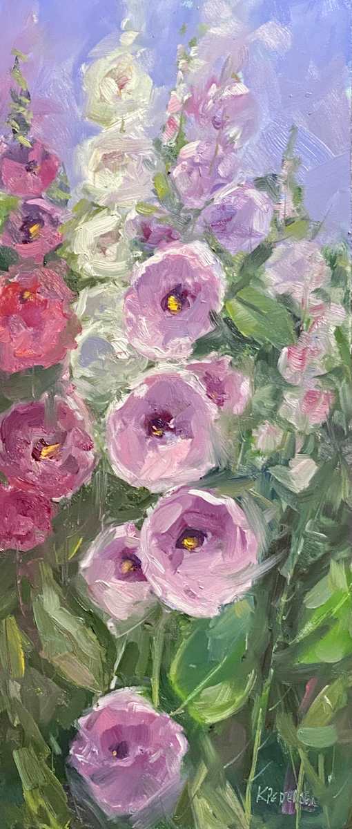 Hollyhocks by karen pedersen 