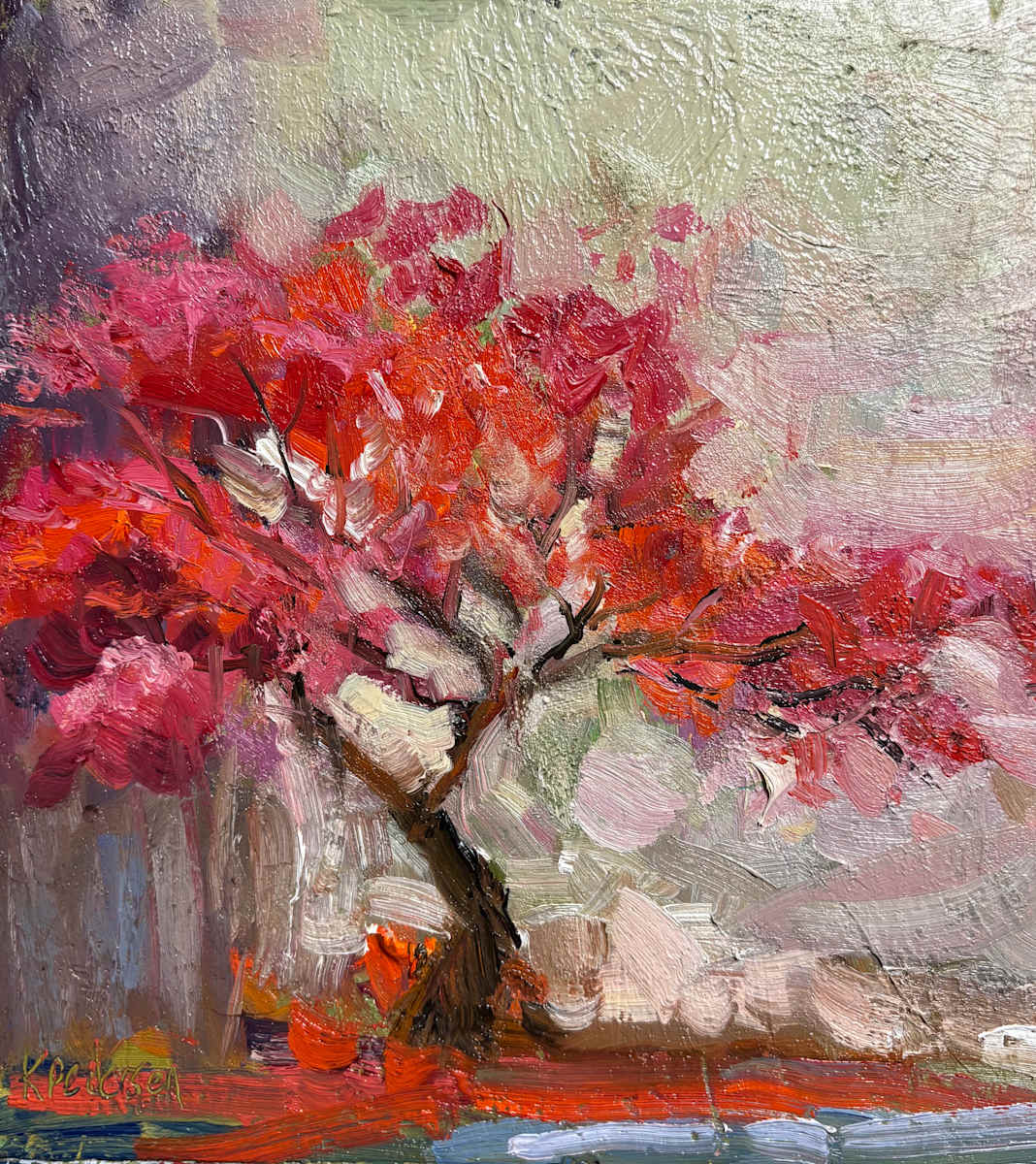 Crimson  Blossoms by karen pedersen 