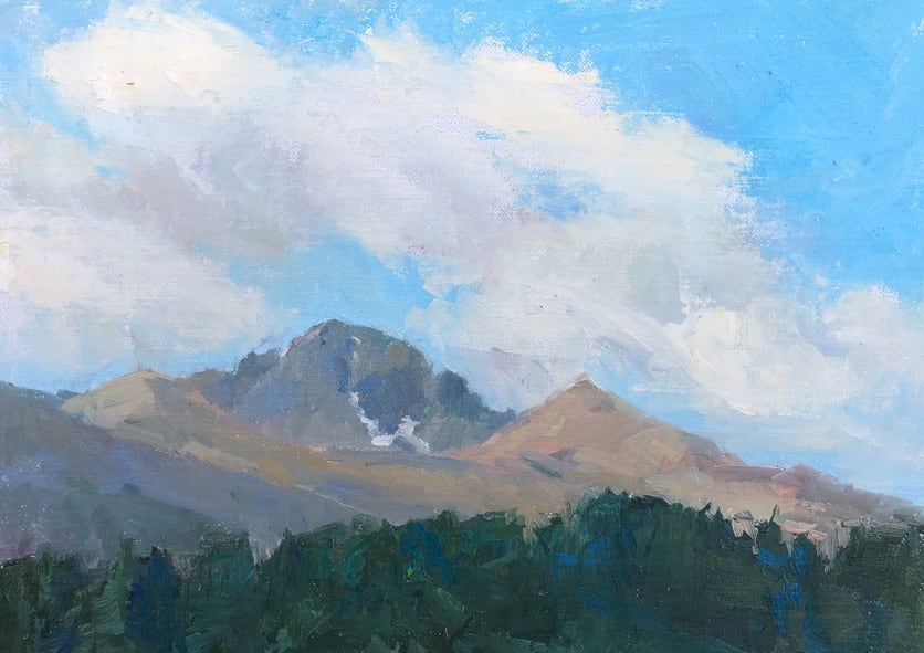 Long Shot by Amy Evans  Image: Plein air painting of Long's Peak