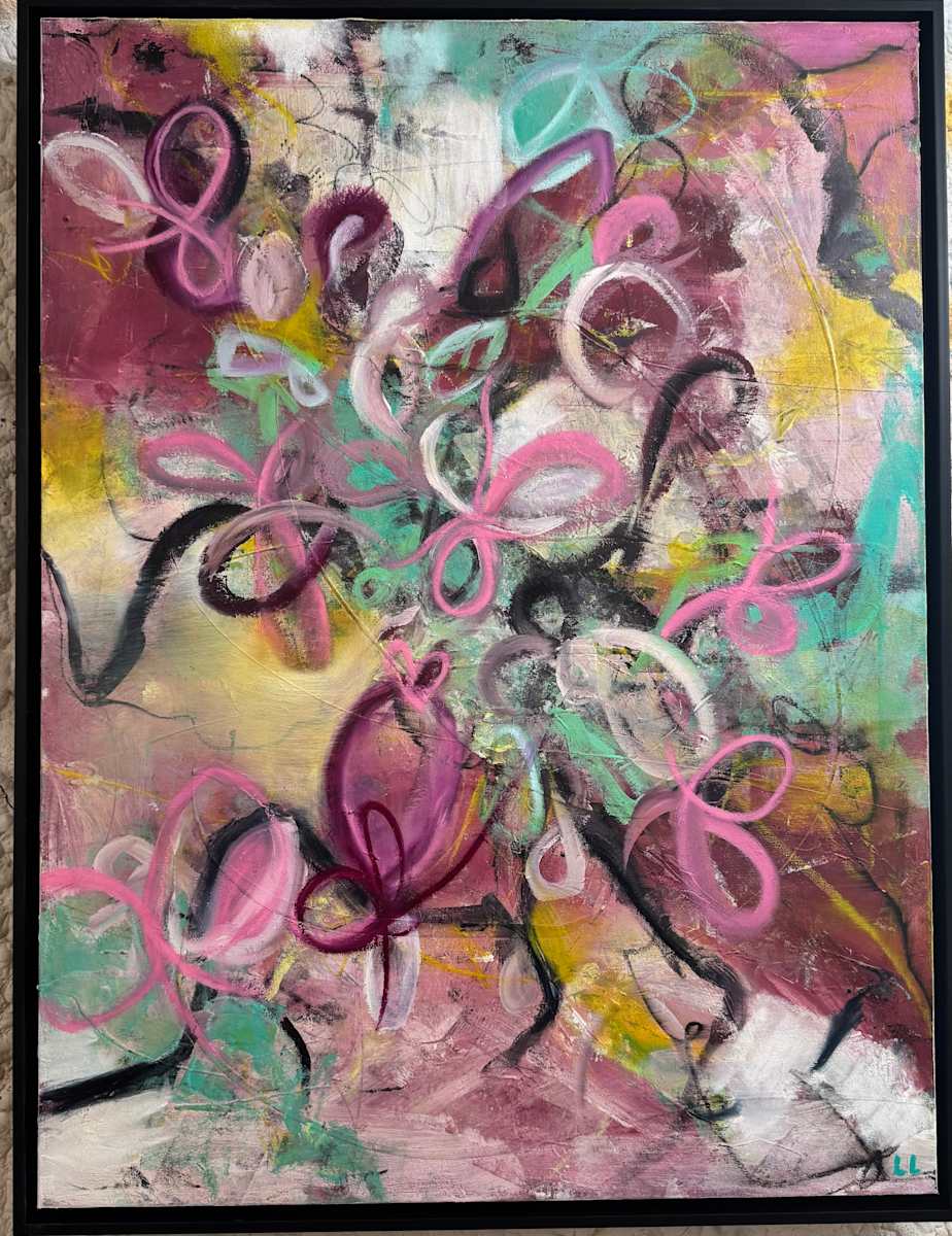 Garden Graffiti by Lisa Libretto  Image: full painting with black floater frame