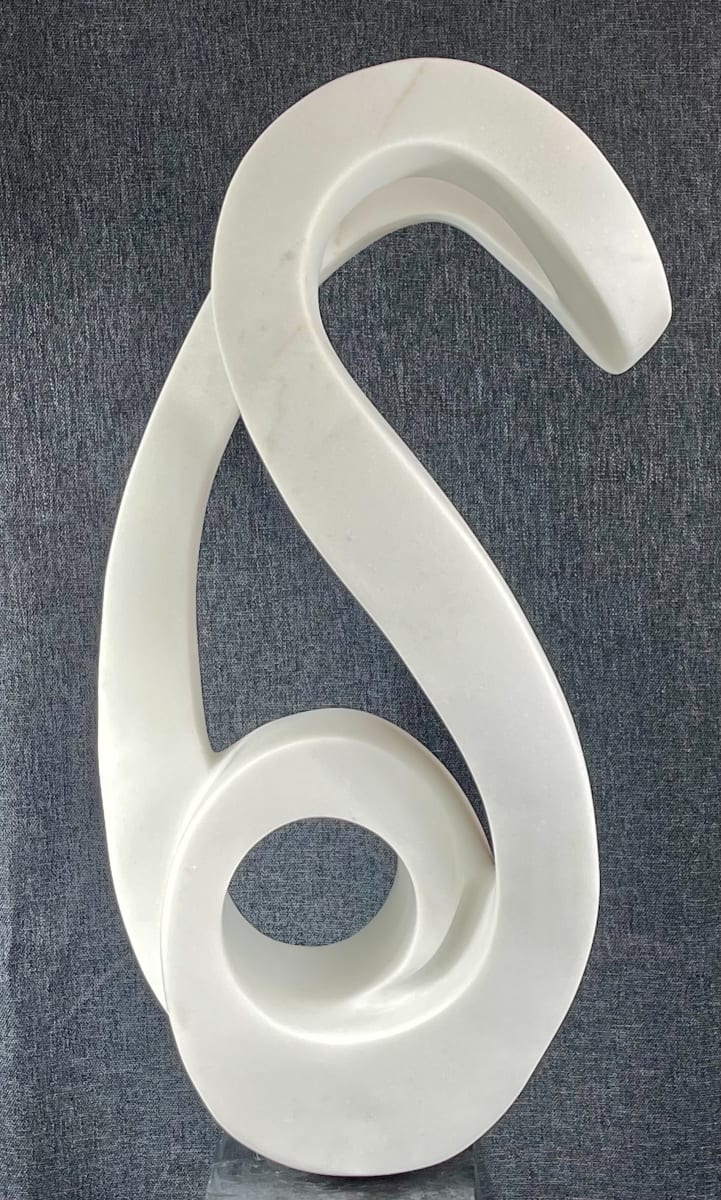 Musicality by Scott Gentry Sculpture  Image: Enlarged front view of sculpture in Colorado white marble. 