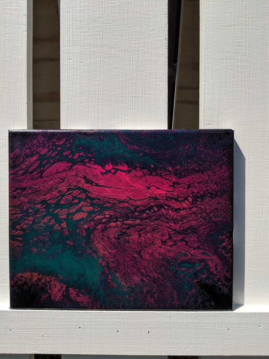 8x10 Original Handmade Acrylic Fluid Pour Painting on Canvas by Lisa Heintzman 