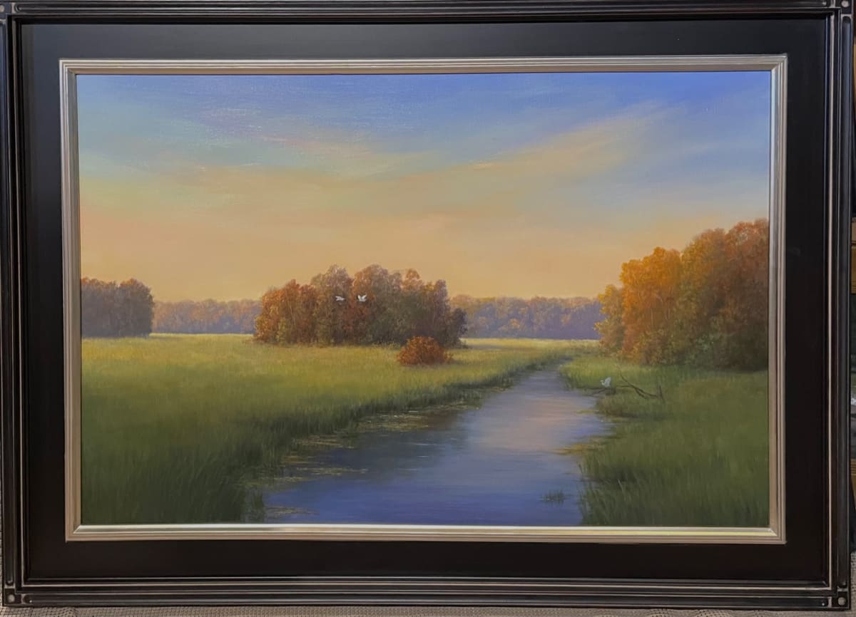 Morning Company, marsh with egrets by Tarryl Gabel 