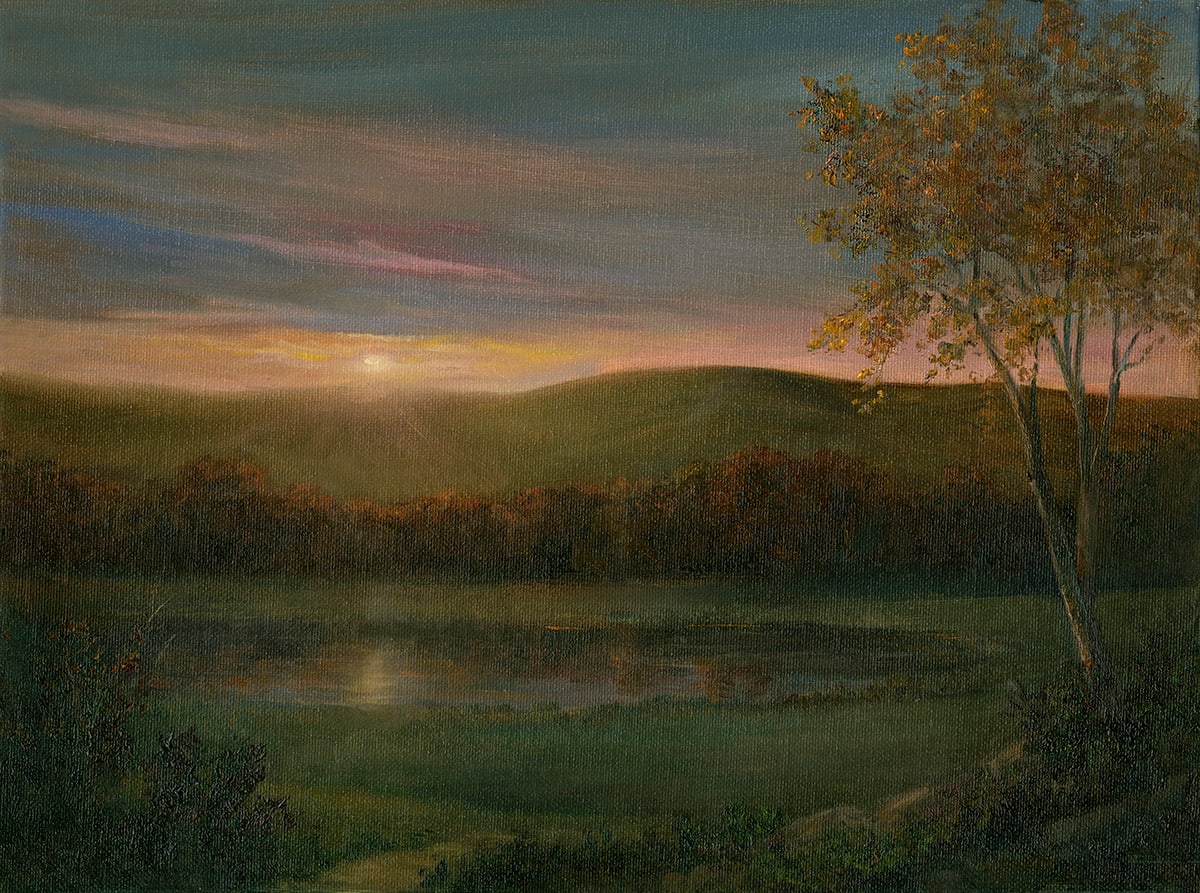 Sunset over the pond by Tarryl Gabel 