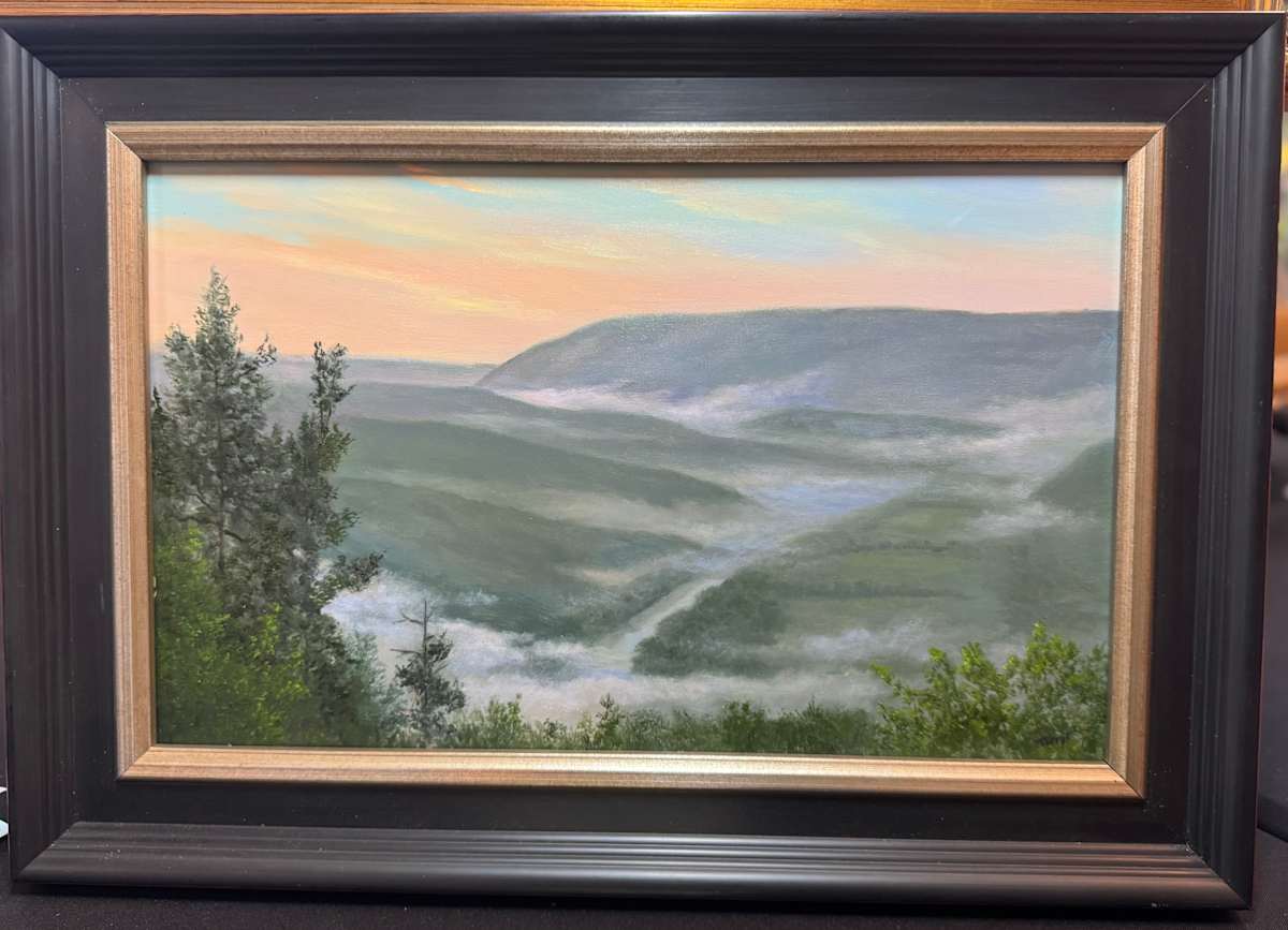 Green Ridge Overlook, misty sunrise by Tarryl Gabel 