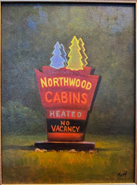 Neon Northwoods Cabin Sign by Tarryl Gabel, Image 1.